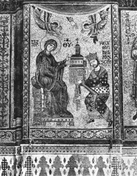 The King William II of Sicily offers the Church of Monreale to the Virgin (mosaic) 